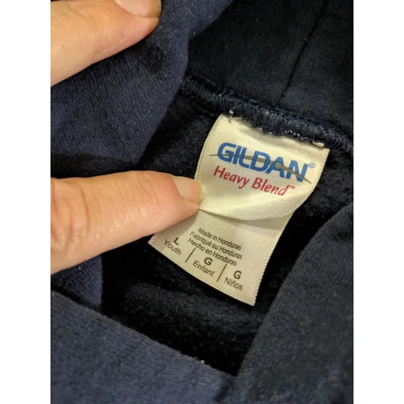 Youth Gildan Hoodie Size L Blue Fun Family Motocross - Picture 3 of 4